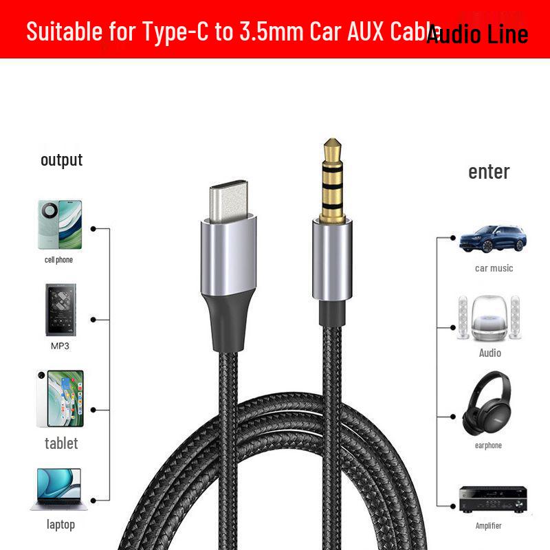 Type C to 3.5mm AUX Cable for Mobile Phones, Speakers, Earphones, and Live Streaming Accessories