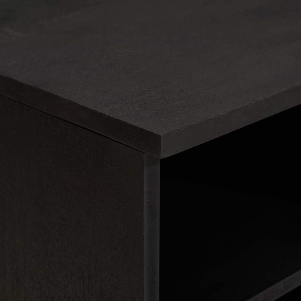 TV Stand with Shelf Black 80 X 33 X 46 Cm Solid Mango Wood