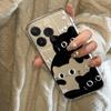 Black & White Cat Phone Case for iPhone 12-17 Pro Max, Transparent & Soft