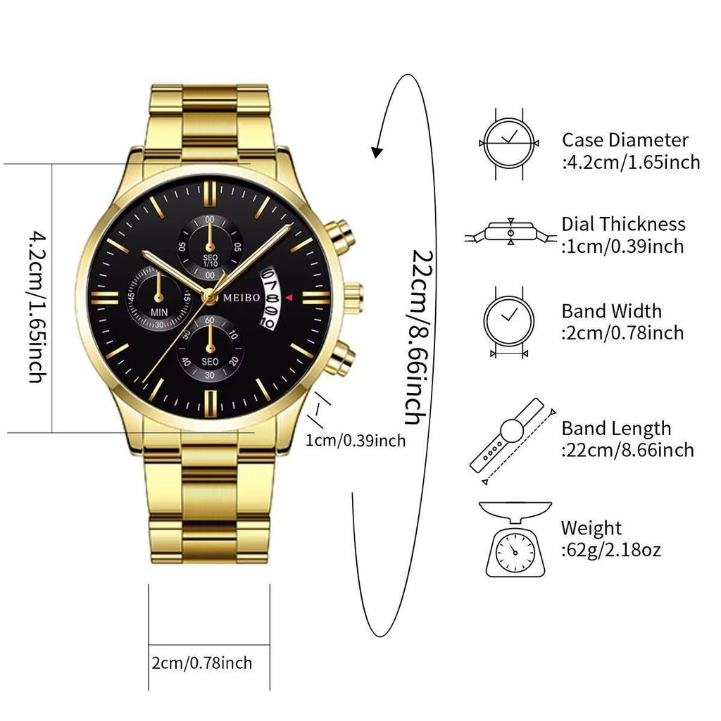 3PCS/Set Luxury Men Business Watches Fashion Calendar Quartz Watch Reloj Hombre