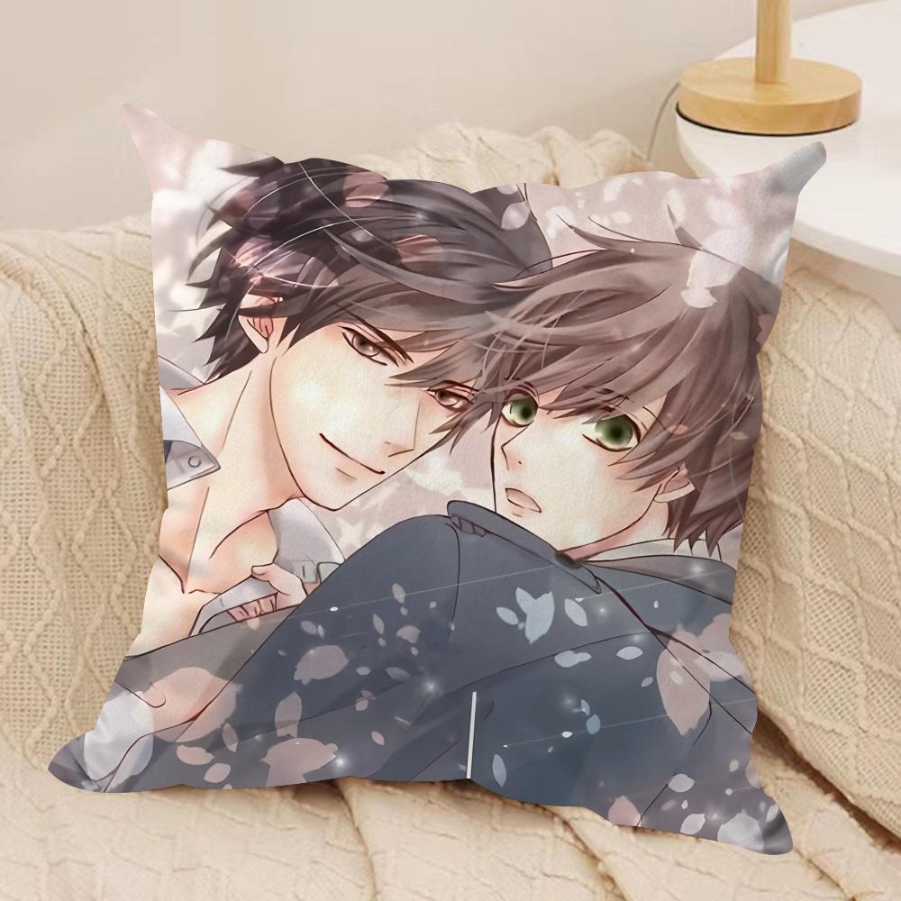 Anime SSekaiichi Hatsukoi Cushion Cover Silky Short Plush Invisible Zipper Dustproof Sofa Pillow Case for Home Decor