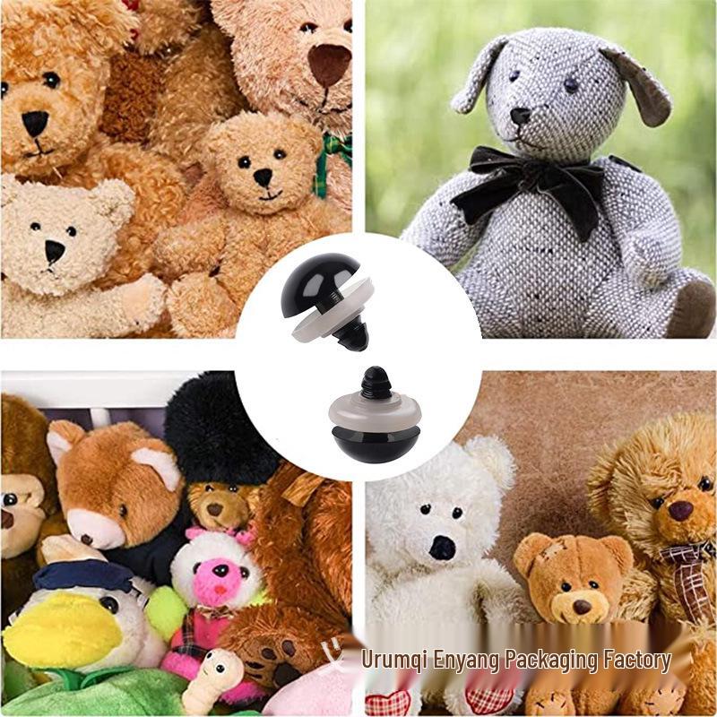 Threaded Black Beady Eyes for Plush Toy Dolls - DIY Plastic Eyeballs