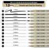 Kusuo Art Black Drawing Pen Set - 12 Quick-Dry, Water & Fade Resistant, Anime Hand-Painted Syringe Liners