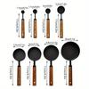 8-Piece Stainless Steel Measuring Cups & Spoons Set with Acacia Wood Handles for Baking & Coffee Seasoning