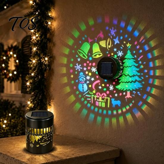 Festive Projection Lighting for Holidays Solar Christmas Light, Waterproof Metal Wall & Fence Lantern, Warm White And Multi Decorative Lamps