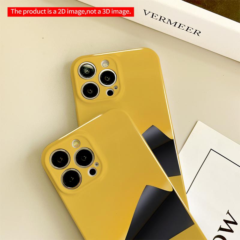 2DFlat Yellow & Black Minimalist Phone Case All inclusive film hard iPhone case, compatible with iPhone 18 Pro Max 17 16 15 14 13 12 11