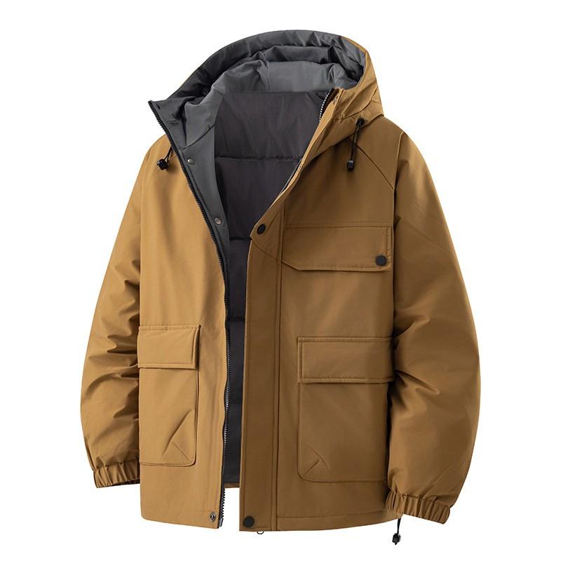 Mens Hooded Puffer Jacket Winter Warm Thick Down Coat Loose Fit Casual Outerwear Cold Weather