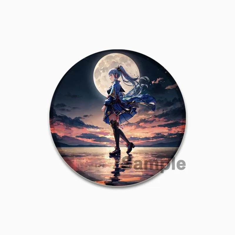 32/44/58mm Kamisato Ayaka Cartoon Badge Cute Tinplate Brooches Handmade Creative Enamel Pins for Clothes Backpack Gift Jewelry Accessories