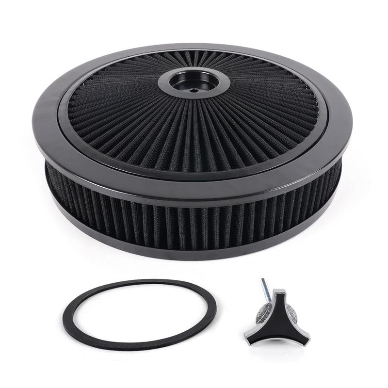 RASTP-14" x 3" Round Super Flow Thru Air Cleaner Filter Washable For 5-1/8 Carb Neck OFI149