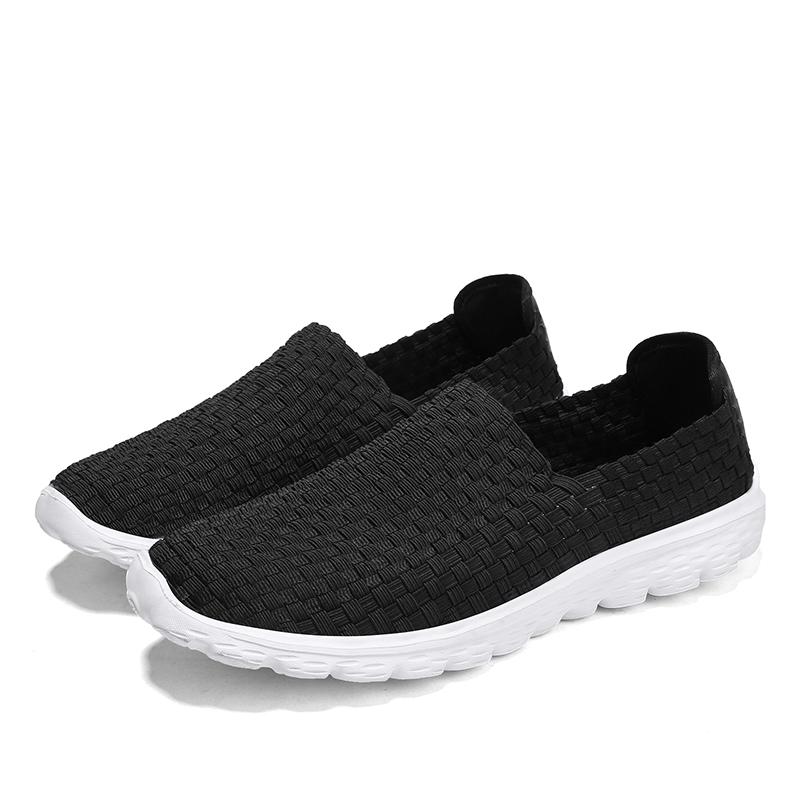 Summer Men Sneakers Black Braid Beach Sports Shoes Casual Slip On Flats
