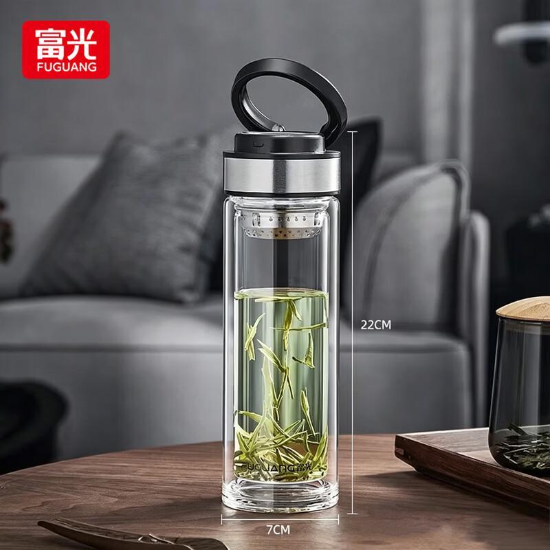Fuguang Double-Walled Glass Tea Infuser Bottle 400ml