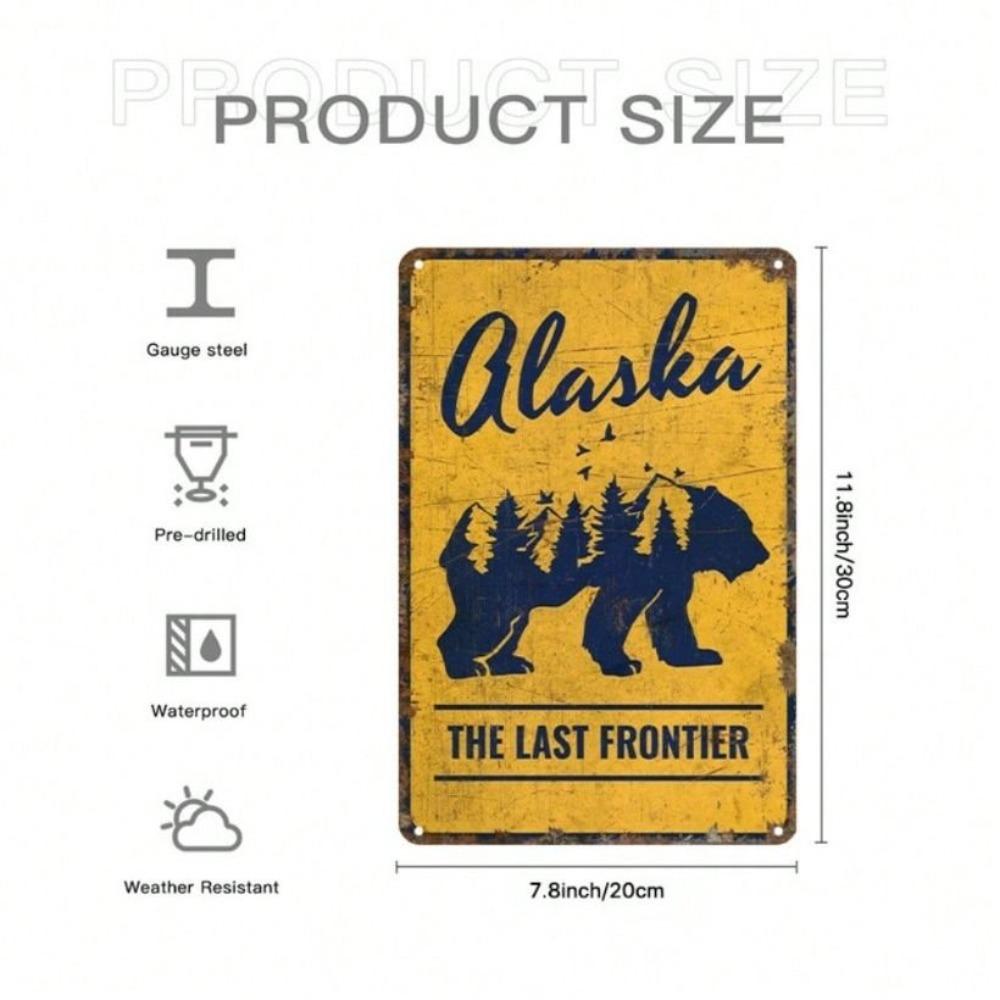 Vintage Alaska Blockhütte Blechschild, Retro Metallposter für Bar Wanddekoration
