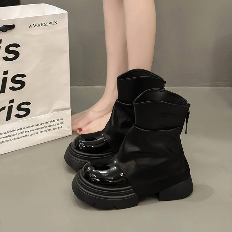 Нові осінні білі черевики Мартін жіночі на невеликій товстій підошві, що збільшують зріст, ретро черевики для штанів, британські короткі черевики