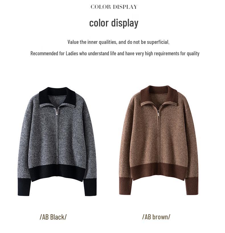 Women's Thick Cashmere Lapel Sweater - New Autumn/Winter Knitted Top