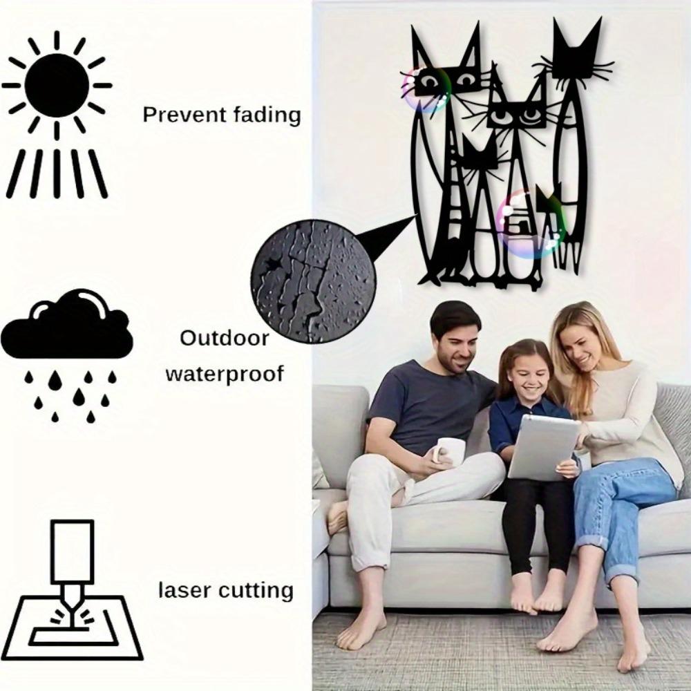 Stylish Metal Cat Wall Art Sculpture Home Decor for Living Room Bedroom Office Christmas Gift