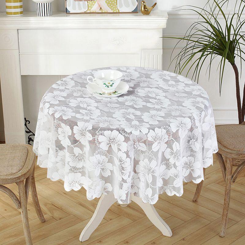 Luxe Witte Kant Eettafelkleed Geometrische Patronen Ronde Rechthoekige Tafelkleed Borduurwerk Cover Bruiloft Feest Decoratie 60x60cm