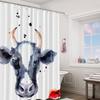 Shower Curtain Watercolor Cow Face Farmhouse Style Bath Decor Waterproof Fabric Boho Rustic Home Accessories Kitchen Living Room
