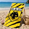 Asciugamano da Spiaggia AEK Atene con Design dello Stemma Oro e Nero, Asciugatura Rapida, Facile da Curare, Adatto Sia per il Fitness che per le Vacanze al Mare, Essenziale per lo Sport