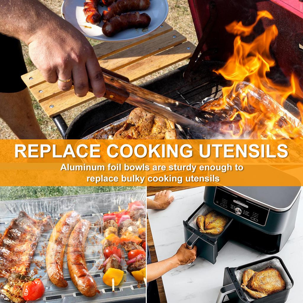 Aluminum Foil Trays Non-Stick Baking Pans BBQ Tray Food Grade BBQ Bowl for Air Fryer Oven Baking Cooking Kitchen Baking Tool
