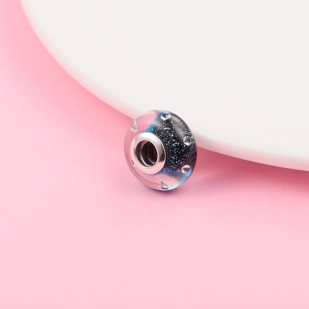 Passend für Europa-Armband-Charms aus 925er-Sterlingsilber, Mitternachts-Brause-Glasperlen, Damen-DIY-Schmuckherstellung