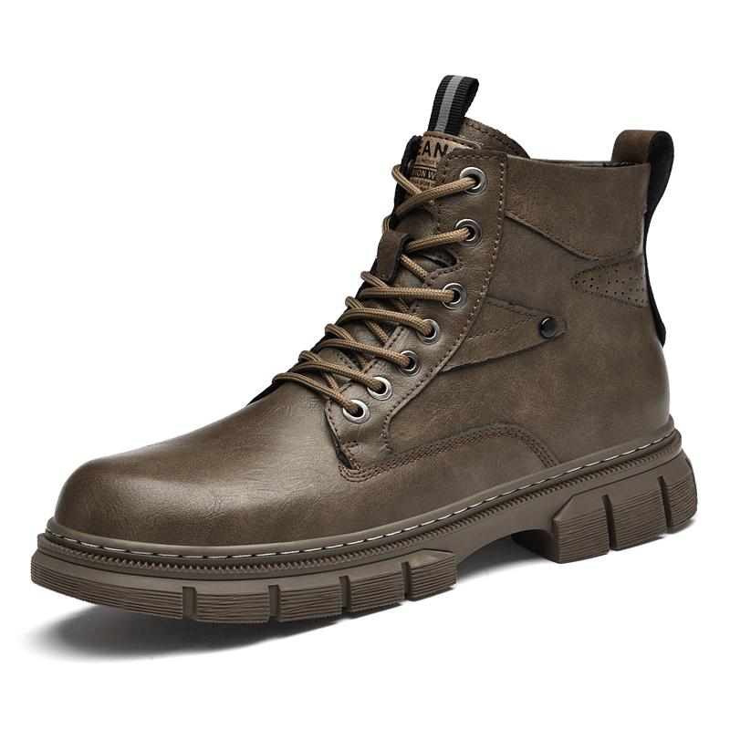 

Fashion Men Trend Boots Outdoor Leather Boots British Style High Top Fashion Motorcycle Punk Shoes Casual Leather Street Style Men Shoes 46