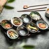 Ceramic Dim Sum Dish 100ML Japanese Retro Style Snack Bowl Household Creative Oval Hot Pot Dipping Sauce Plate Kitchen Utensils