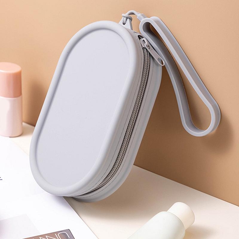 Portable Silicone Coin Purse Waterproof Zipper Travel Pouch Large Capacity Solid Color Earphone Bag Students