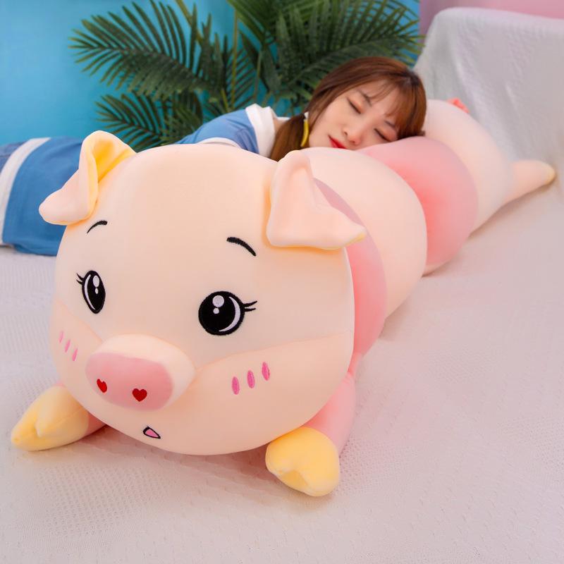 Cute Caterpillar Pig Plush Toy Large Long Striped Pig Piglet Doll Ragdoll Gift