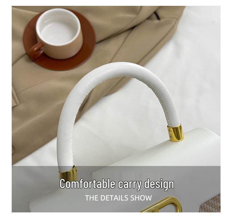 Elegante Retro Strukturierte Quadratische Umhängetasche mit Überschlag mit Schloss