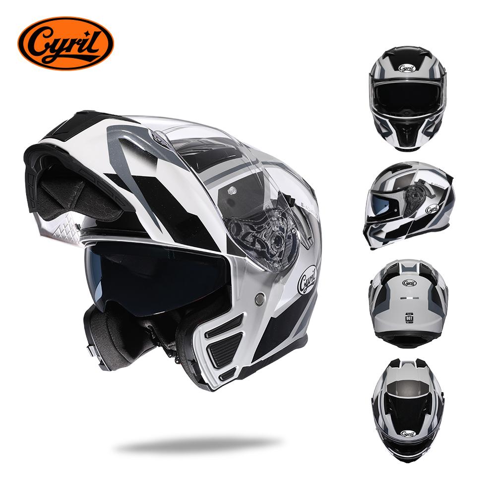 Motorcross Flip Up Helmets with Wide View Clear Visor ABS Shell Full Face Cyril Motor Helmet For Adult DOT Approved