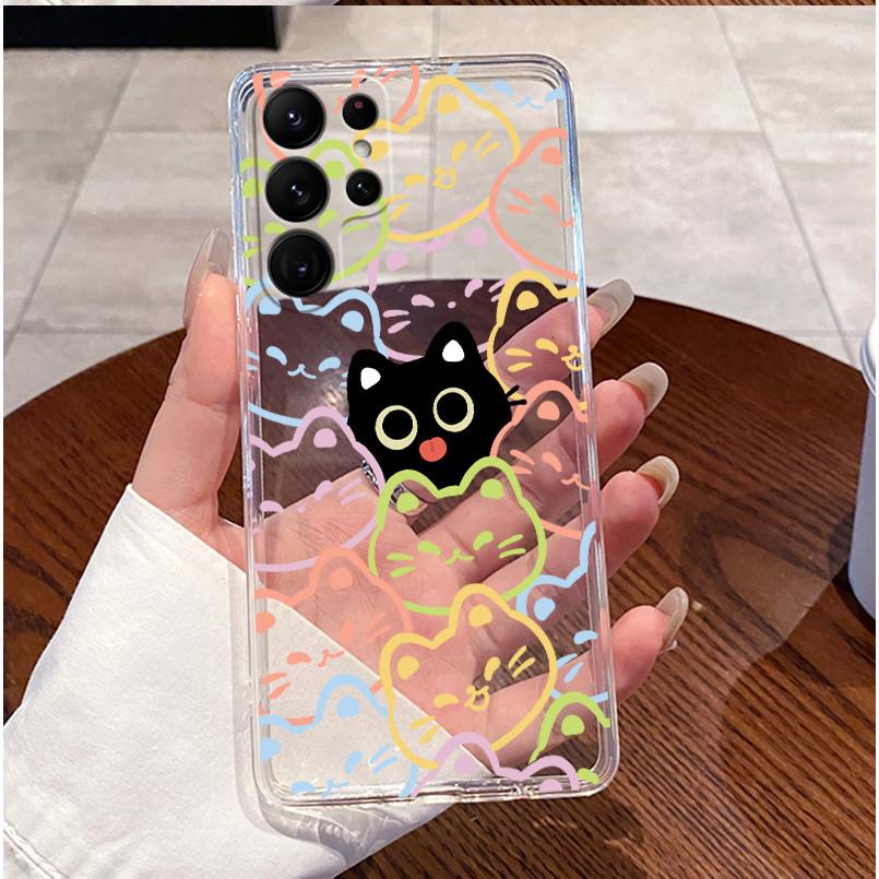 Phone Case For Samsung Galaxy S22 S22 Ultra Plus Luxury Cute Love Rabbit Funny Cat Clear Silicone Protective Soft TPU Back Cover