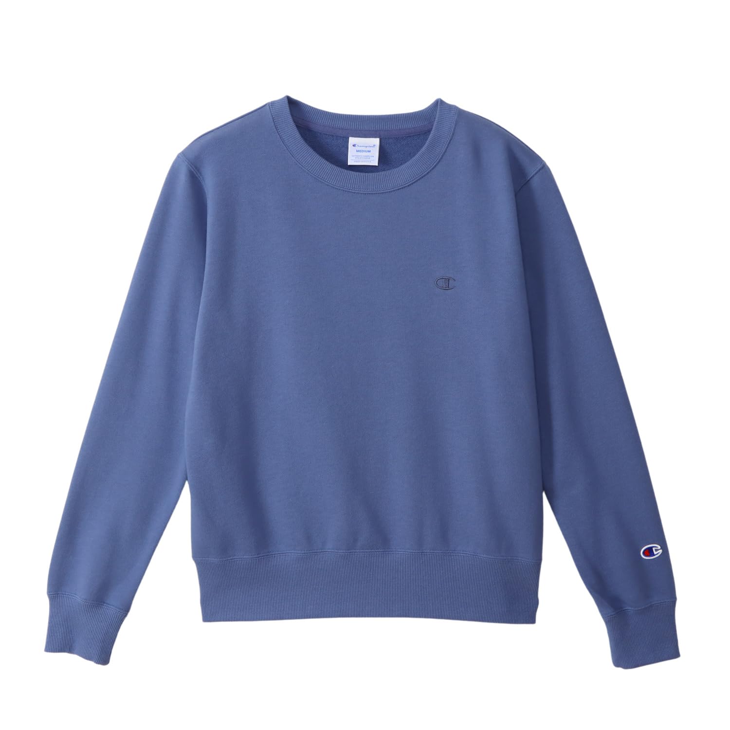 

Champion Basic Crew Neck Windsor Long Embroidered Made in Logo Women s Sweatshirt, CW-Y018, Blue, Sleeve, Fleece, Cotton, USA, One-Point