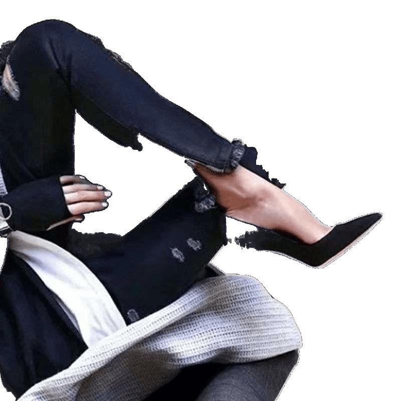 High heels 2025 spring new mid-heeled shoes women's thin heels comfortable work shoes professional single shoes women