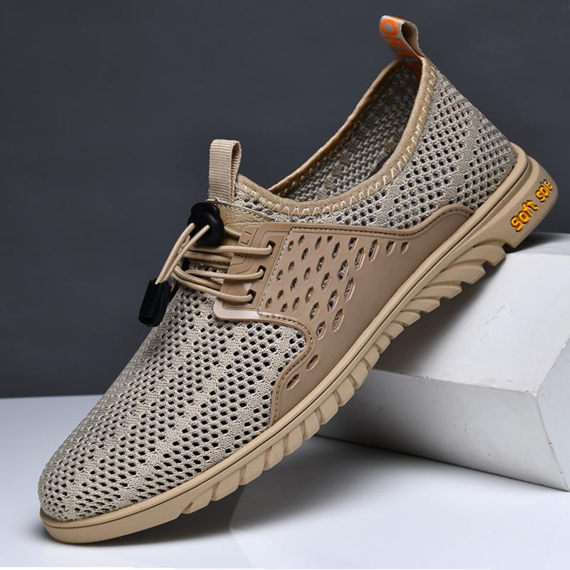 

Весенние мужские повседневные мягкие удобные сетчатые туфли, летние дышащие мужские уличные туфли для ходьбы вброд, быстросохнущие, широкие, без застежек, для ходьбы 47 хаки
