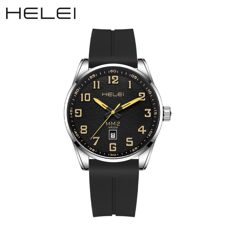 

HELEI Градиентные мужские кварцевые часы: Модные, Водонепроницаемые, с Календарем, Магнитной Застежкой и Резиновым Ремешком.