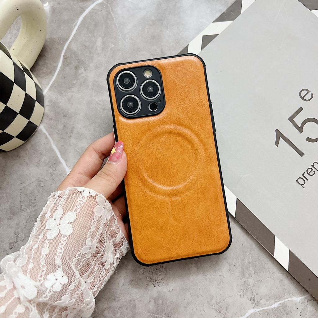 For Apple IPhone 11 12 13 14 15 16 Pro Max Plus Phone Case Crazy Horse Silicone Leather Pattern Magnetic Soft Protective