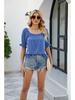 2023 Summer Casual Loose Fit Square Neck Short Sleeve T-shirt