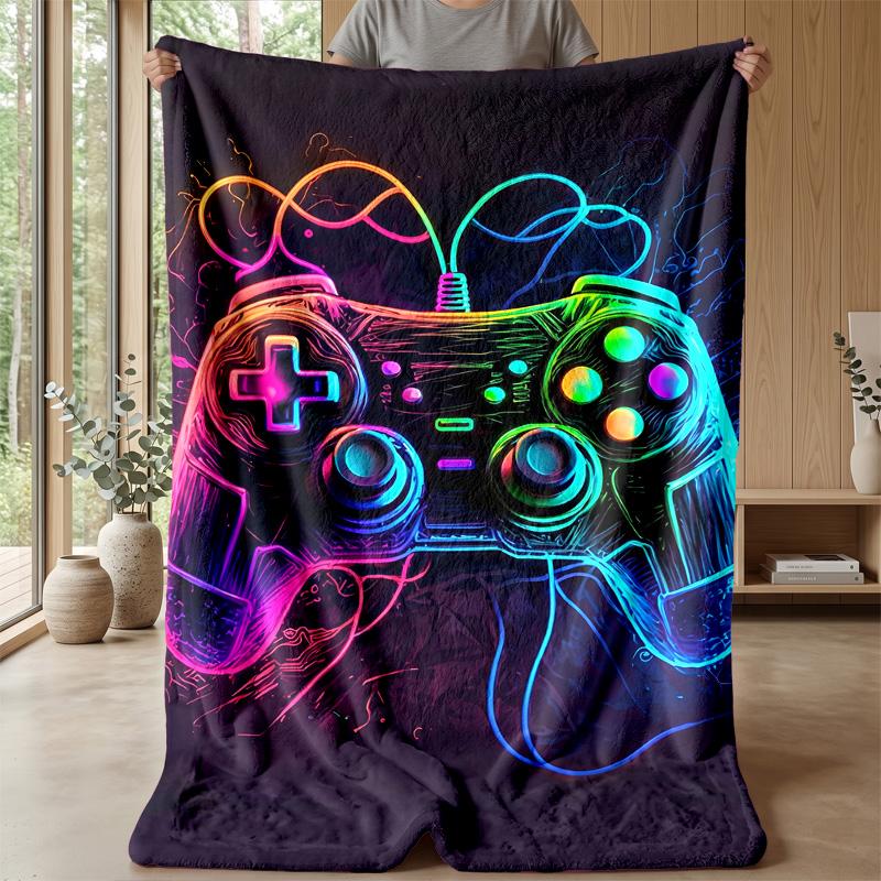 Neon Game Controller Art Theme blanket Lightweight Warm Flannel Blanket Decorative Throw Blanket for Home Decoration