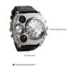 JewelryWe Mode Herren Multifunktionsuhr Zifferblatt Analoganzeige Lederarmband Sportkompass Thermometerfunktion Silber Schwarz