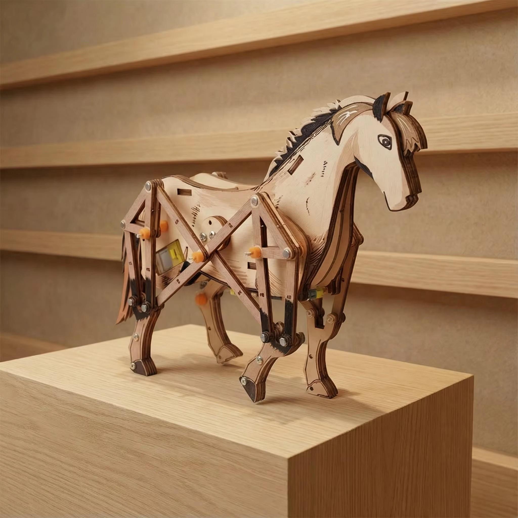 Discover Intime Diy Mechanical Horse Assembly Kit Stem Physics Puzzle Toy Kids Scientific Experiment Animal Model Educational Building Set
