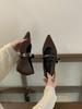 Suede Retro Mary Jane Pointed Inner Height Increase Small Single Shoes 2025 Autumn New Versatile Lazy Stepping Heel Women's Shoes