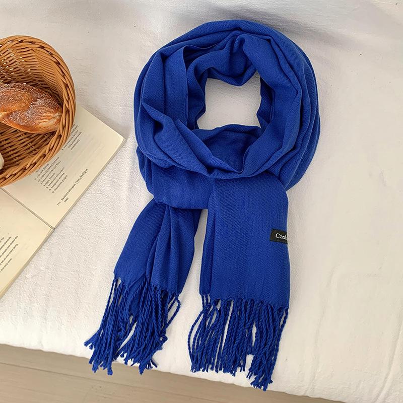Scarf women's winter high-end sense new imitation cashmere solid color versatile warm fringed shawl scarf