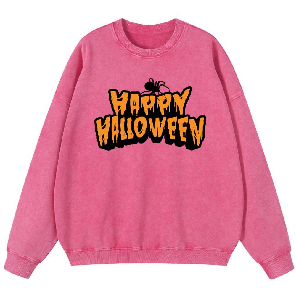 Happy Halloween Lady Vintage Washed Cotton Thin Style Sweatshirt  Pullover Autumn Hoodie Fashion Quality