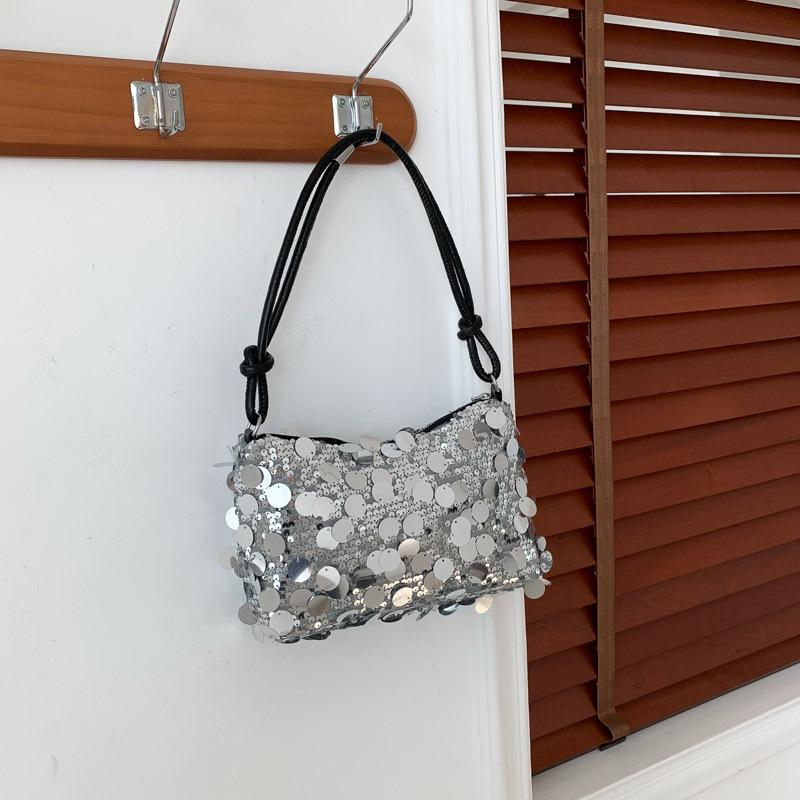 

Сумка-тоут с пайетками для интернет-знаменитостей, модная, 2025, новая, универсальная, ins, на плечо, женская, персонализированная, для отдыха, женская серебряный