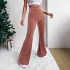 Retro Corduroy Flared Pants High Waisted Wide Leg Trousers for Women Solid Color Loose Casual Pants for Work Travel And Daily Wear