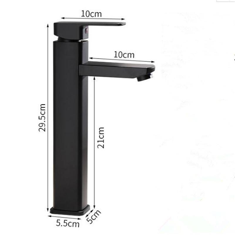 Tuqiu Black Bathroom Faucet Stainless Steel Bathroom Basin Faucet Cold Hot Water Basin Mixer Sink Tap Deck Mounted Wash Tap