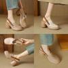 Sommer-Sandalen mit offenem Rücken für Damen mit dicker Sohle und runder Spitze aus Superfiber-Material für Freizeit
