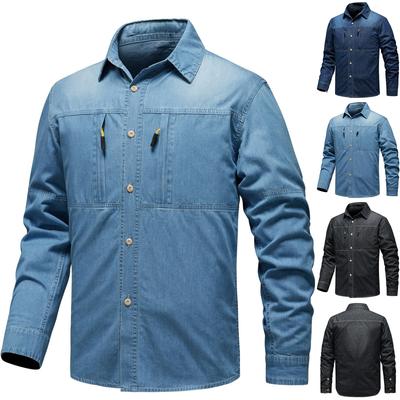 Men's Long-Sleeved Denim Shirt Casual Shirt Slim Fit Top