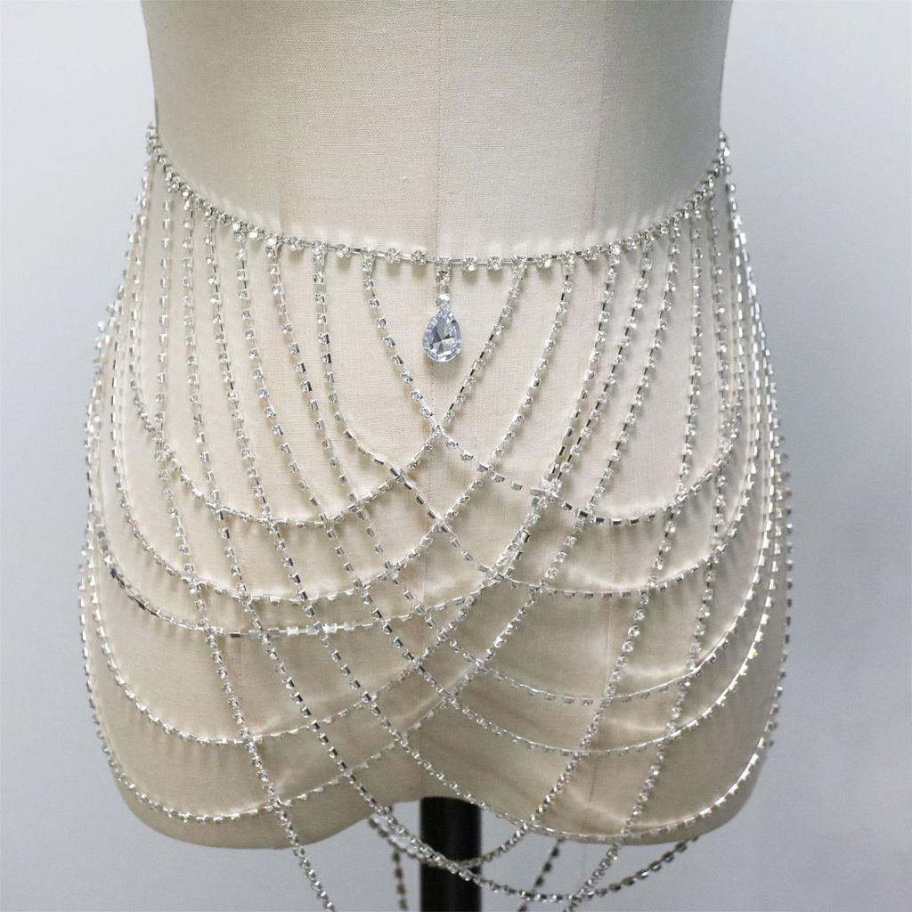 Summer Body Chain Belt Women'S Rhinestone Fringed Skirt Fashion Casual Nightclub Wear Jewelry Accessories