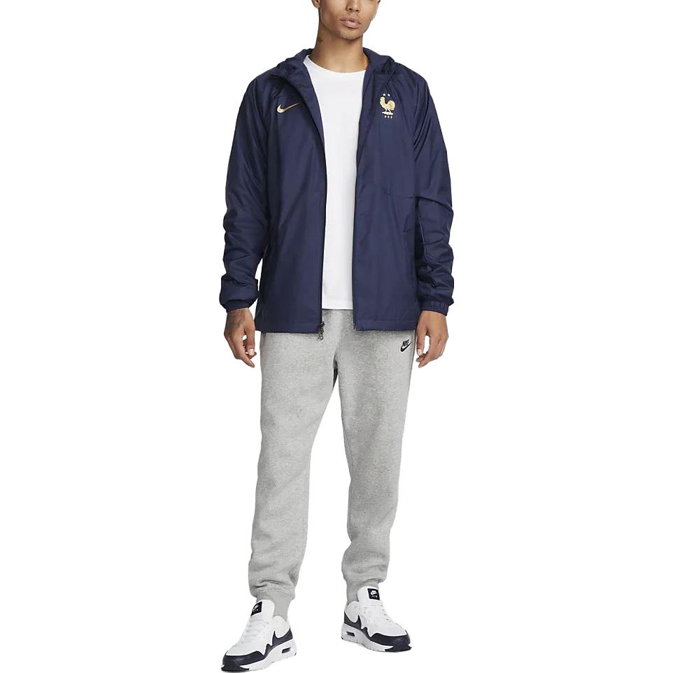 Nike Solid Color Zip-Up Hooded Jacket Men Outerwear Blue DH4698-410